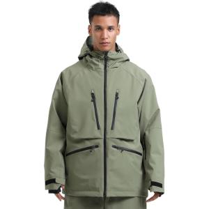 GSOU SNOW Snowboard Jacket Womens Ski Jacket Mens Snow Coat Baggy Waterproof Insulated Winter Hooded Mountain Coats(Army Green)
