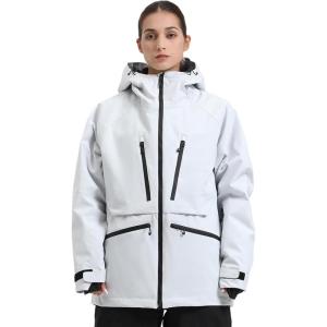 GSOU SNOW Snowboard Jacket Womens Ski Jacket Mens Snow Coat Baggy Waterproof Insulated Winter Hooded Mountain Coats(Grey)