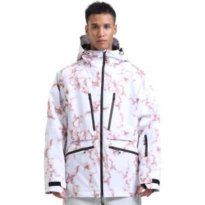 GSOU SNOW Snowboard Jacket Womens Ski Jacket Mens Snow Coat Baggy Waterproof Insulated Winter Hooded Mountain Coats(Pink White)