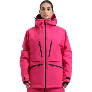 GSOU SNOW Snowboard Jacket Womens Ski Jacket Mens Snow Coat Baggy Waterproof Insulated Winter Hooded Mountain Coats(Rose)