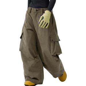 GSOU SNOW Women Men Ski Pants Snowboard Pants Super Baggy Snowboarding Loose Snow Sport Insulation Waterproof Windproof(Army Green)