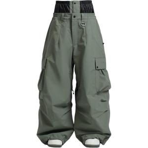 GSOU SNOW Women Men Ski Pants Snowboard Pants Super Baggy Snowboarding Loose Snow Sport Insulation Waterproof Windproof(Military Green)