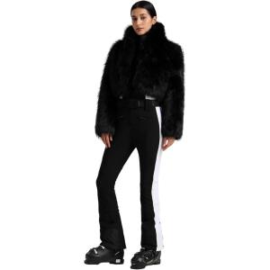 GSOU SNOW Women Ski Suit One Piece Snowsuit Snowboard Faux Fur Collar Slim Jumpsuit Jacket Insulated Windproof Outdoor Winter(Black-1)