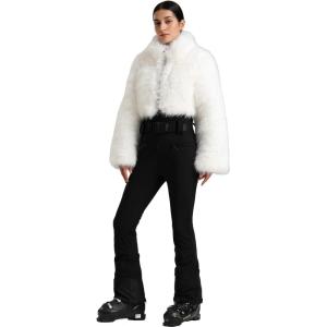 GSOU SNOW Women Ski Suit One Piece Snowsuit Snowboard Faux Fur Collar Slim Jumpsuit Jacket Insulated Windproof Outdoor Winter(White-2)