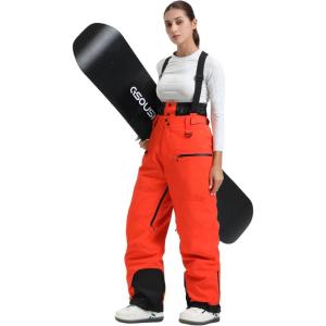 GSOU SNOW Womens Baggy Snowboard Pants Ski Bibs Snow Loose Overalls Waterproof Windproof Insulated Warm(Orange)