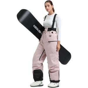 GSOU SNOW Womens Baggy Snowboard Pants Ski Bibs Snow Loose Overalls Waterproof Windproof Insulated Warm(Pink)