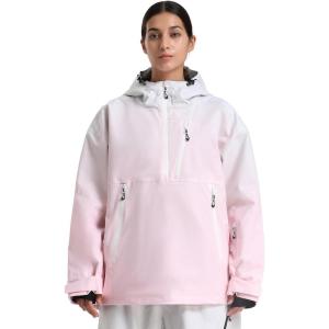 GSOU SNOW Women’s Snowboard Jacket Baggy Ski Jackets Waterproof Snow Hooded Coat Windproof Mountain Winter Outdoor Sports(Pink)