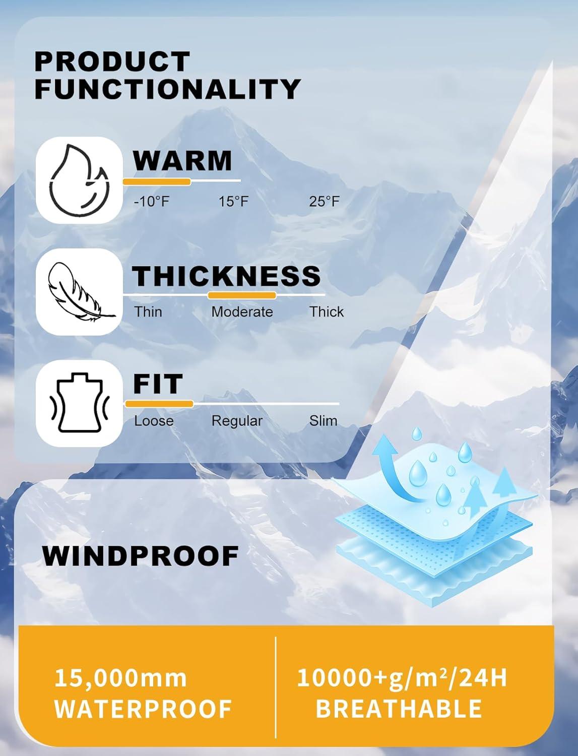 image:imageGSOU SNOW Mens Womens Ski Jacket Baggy Snowboard Coat Waterproof Shell Jacket Snow Hoodie Loose Fit For Winter Outdoor SportsBeige