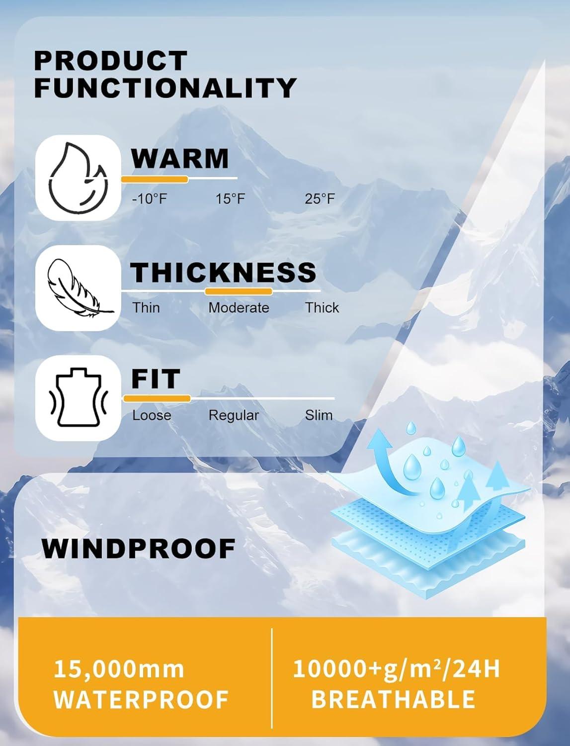 image:imageGSOU SNOW Mens Womens Ski Jacket Baggy Snowboard Coat Waterproof Shell Jacket Snow Hoodie Loose Fit For Winter Outdoor SportsGrey