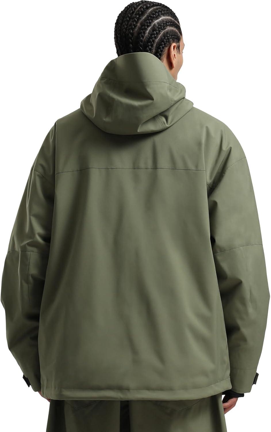 image:imageGSOU SNOW Snowboard Jacket Men Baggy Ski Jacket Waterproof Snow Coat Insulated Hooded Clothes for Winter OutdoorArmy Green