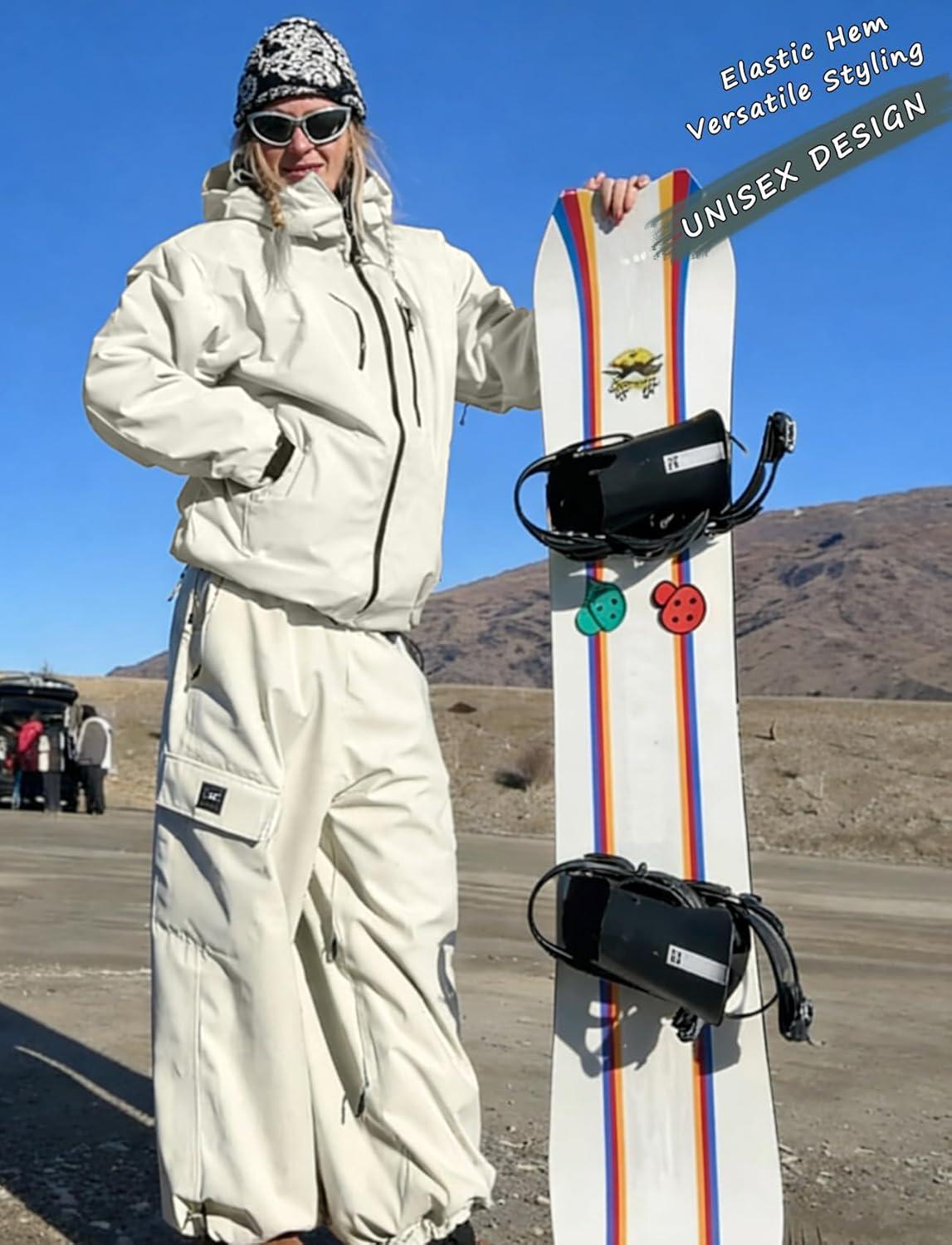 image:imageGSOU SNOW Snowboard Jacket Men Baggy Ski Jacket Waterproof Snow Coat Insulated Hooded Clothes for Winter OutdoorBeige