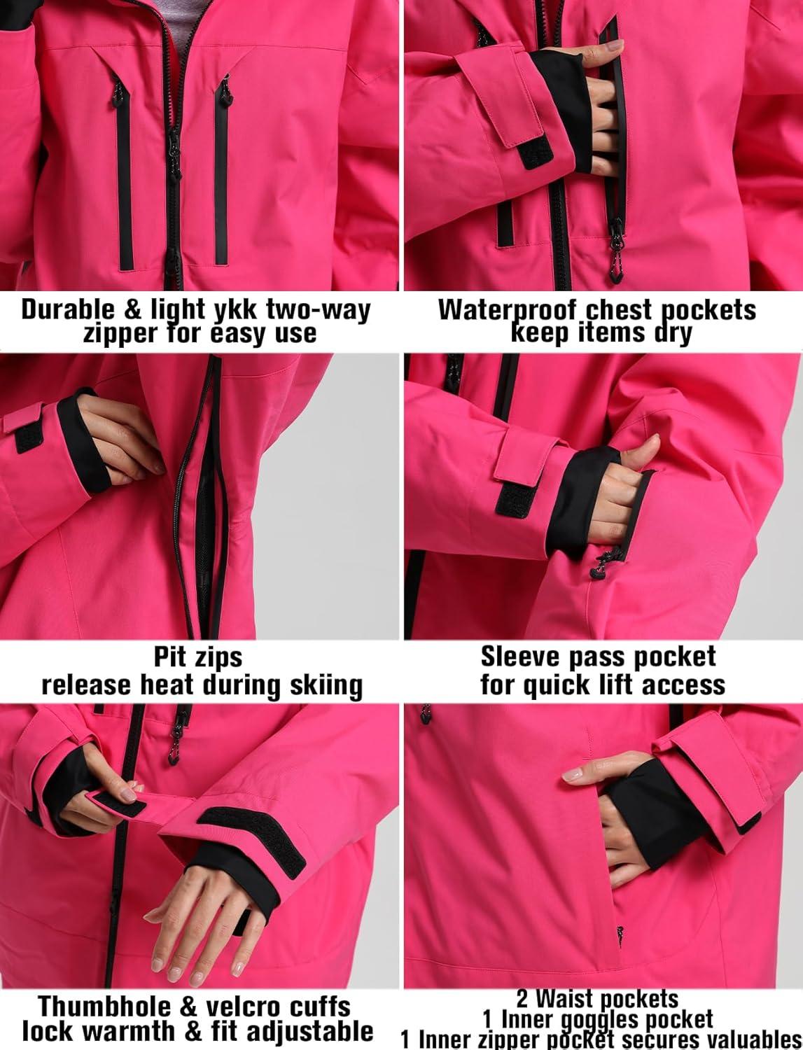 image:imageGSOU SNOW Snowboard Jacket Men Baggy Ski Jacket Waterproof Snow Coat Insulated Hooded Clothes for Winter OutdoorRose