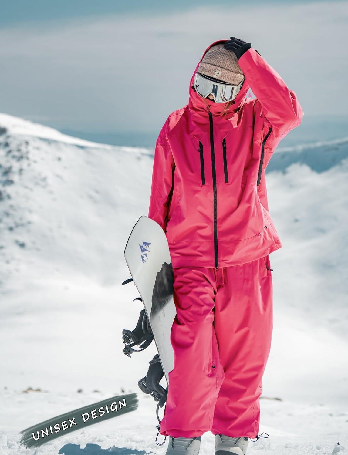 image:imageGSOU SNOW Snowboard Jacket Men Baggy Ski Jacket Waterproof Snow Coat Insulated Hooded Clothes for Winter OutdoorRose