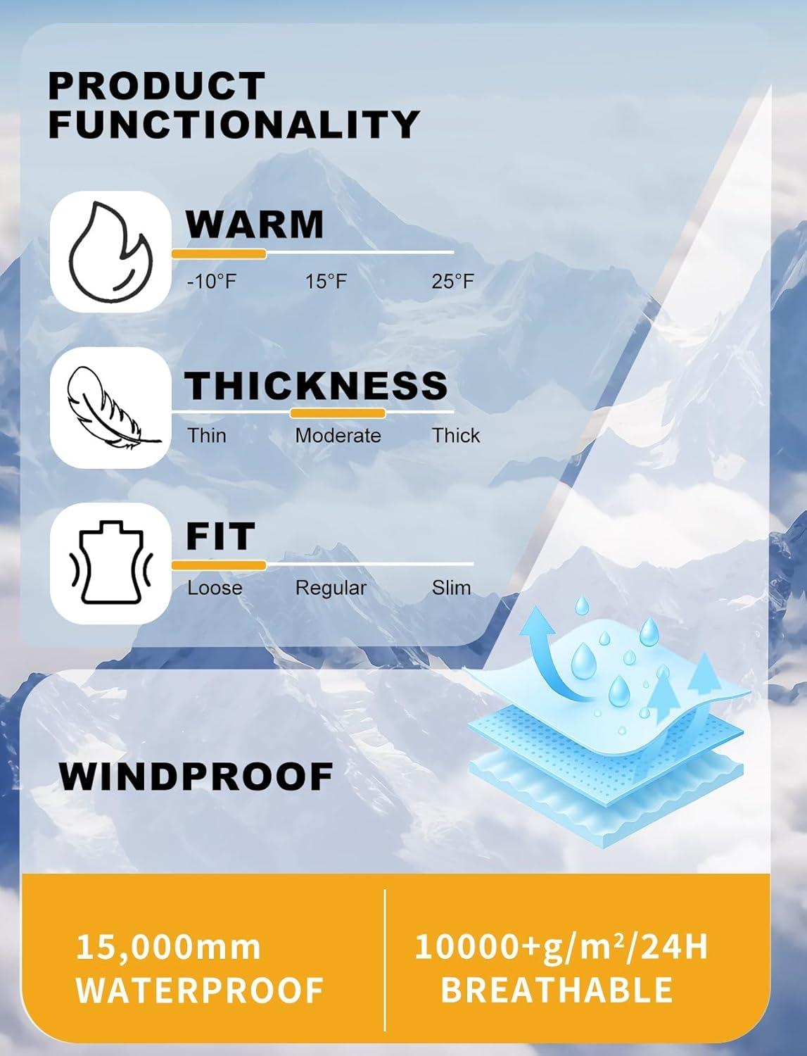 image:imageGSOU SNOW Womens Snowboard Jacket Men Snow Jacket Warm Waterproof Coat Ski Jacket for Winter SportGrey