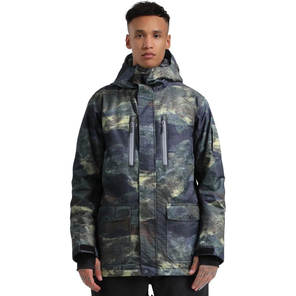 image:imageGSOU SNOW Mens Ski Jacket Snowboard Snow Coat Waterproof Windproof Insulated Winter Mountain Outdoor Sports Hooded WarmCamouflage