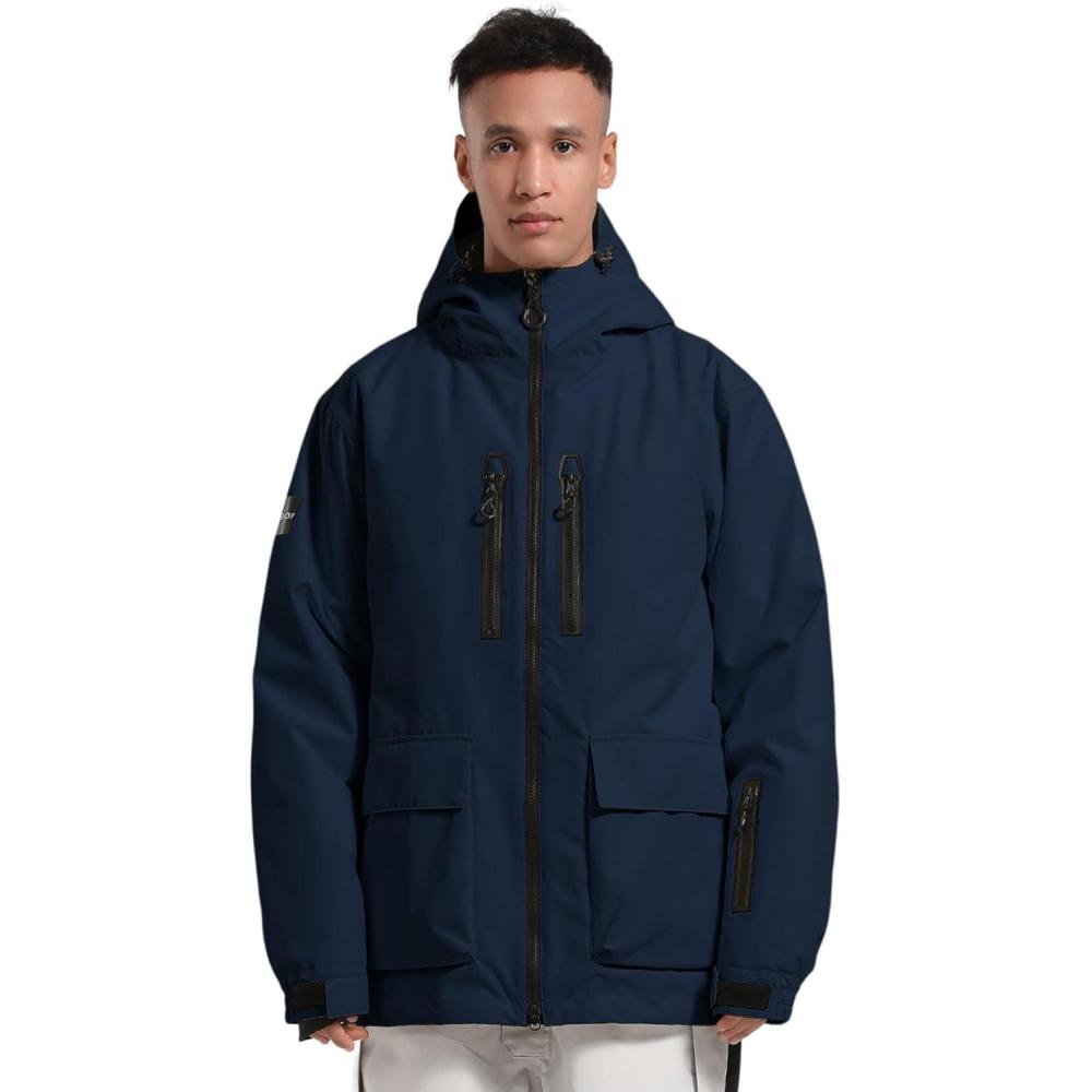image:imageGSOU SNOW Mens Ski Jacket Snowboard Snow Coat Waterproof Windproof Insulated Winter Mountain Outdoor Sports Hooded WarmNavy