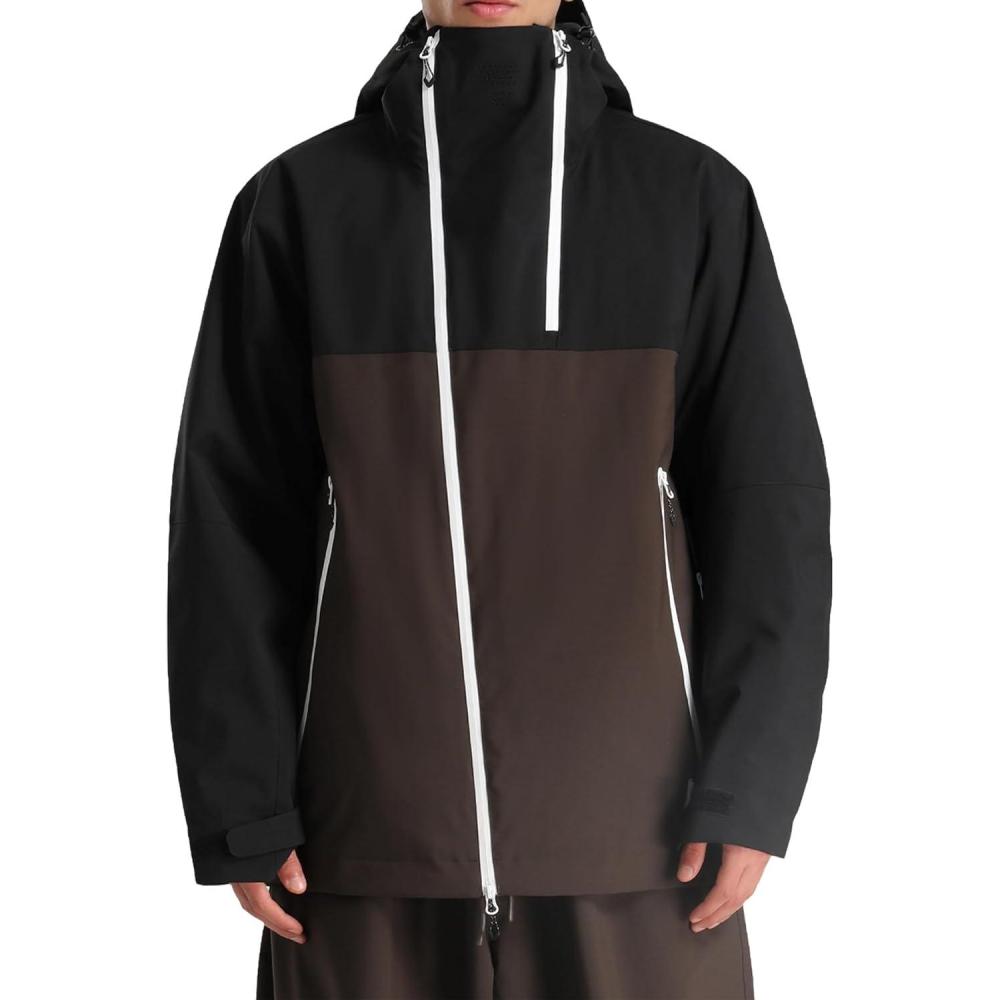 image:imageGSOU SNOW Mens Snowboard Jacket Ski Coat Women Waterproof Insulated Baggy Snowboard Coat Winter Hooded Mountain Hiking WarmBlackdeep Coffee