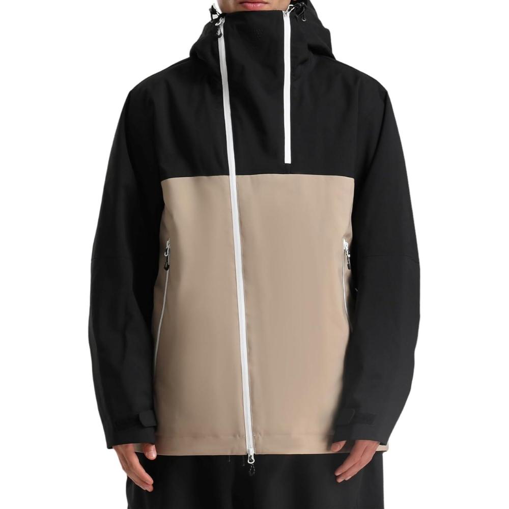 image:imageGSOU SNOW Mens Snowboard Jacket Ski Coat Women Waterproof Insulated Baggy Snowboard Coat Winter Hooded Mountain Hiking WarmBlackkhaki