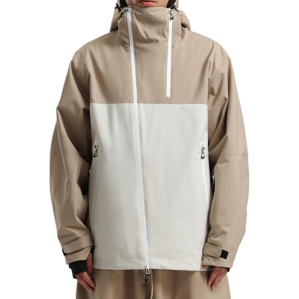 image:imageGSOU SNOW Mens Snowboard Jacket Ski Coat Women Waterproof Insulated Baggy Snowboard Coat Winter Hooded Mountain Hiking WarmKhakibeige