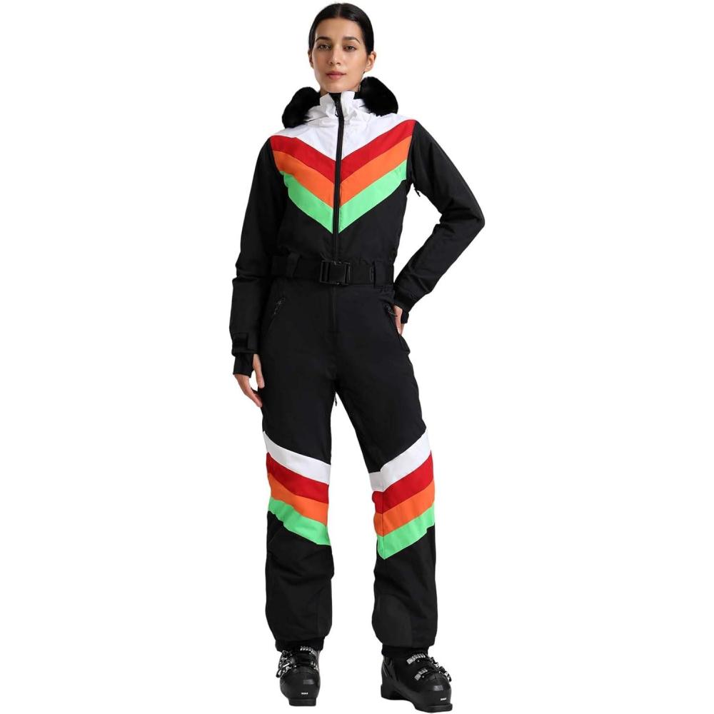 image:imageGSOU SNOW Ski Suit Women Snowsuit One Piece Snowboarding Waterproof Windproof Jumpsuit for Outdoor SportsBlack 1