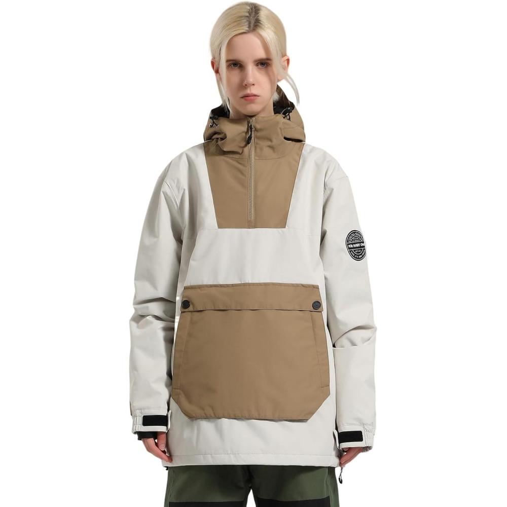 image:imageGSOU SNOW Women Ski Jacket Snow Coat Waterproof Windproof Snowboarding Jacket Coat Insulated Warm WinterBeige Brown
