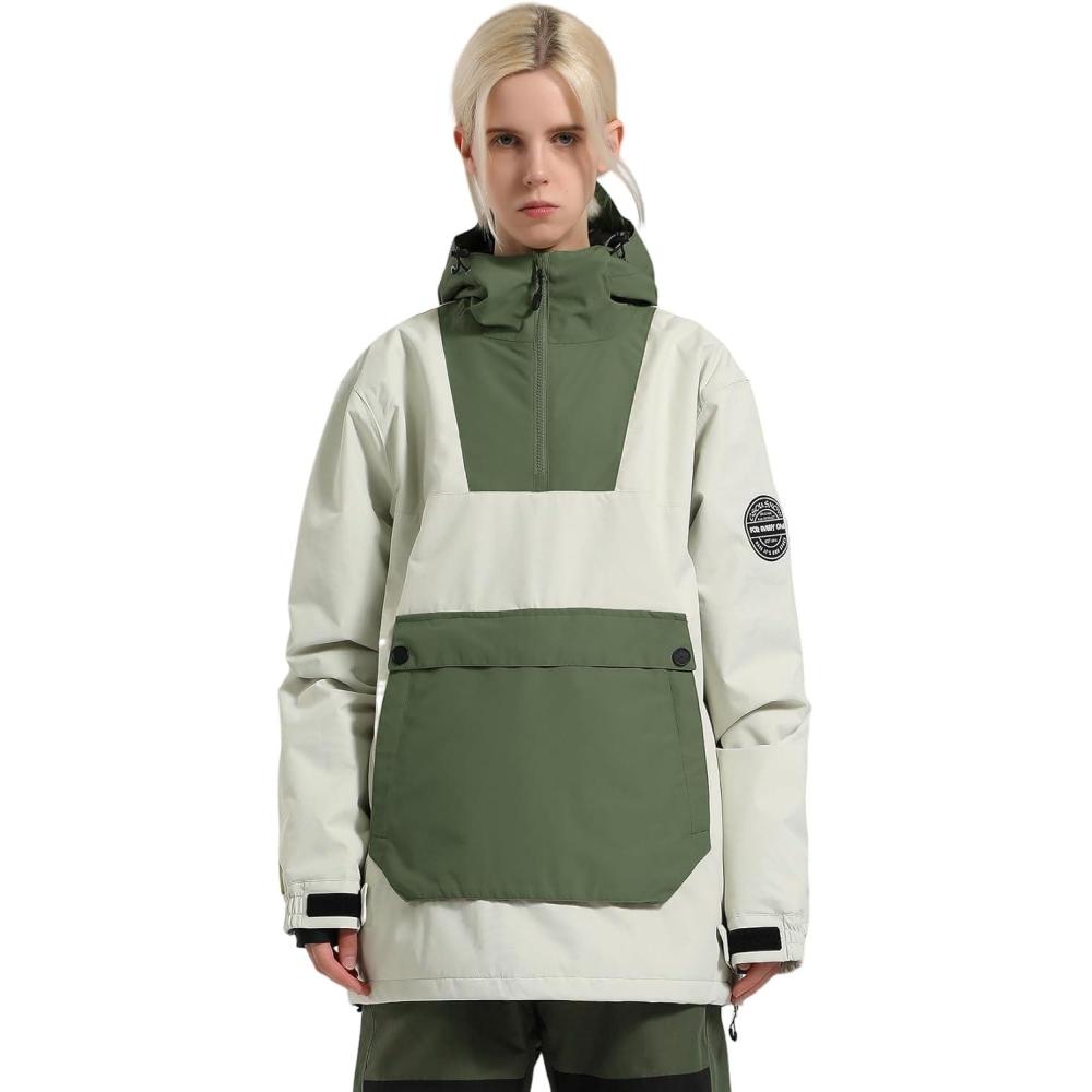 image:imageGSOU SNOW Women Ski Jacket Snow Coat Waterproof Windproof Snowboarding Jacket Coat Insulated Warm WinterBeige Green