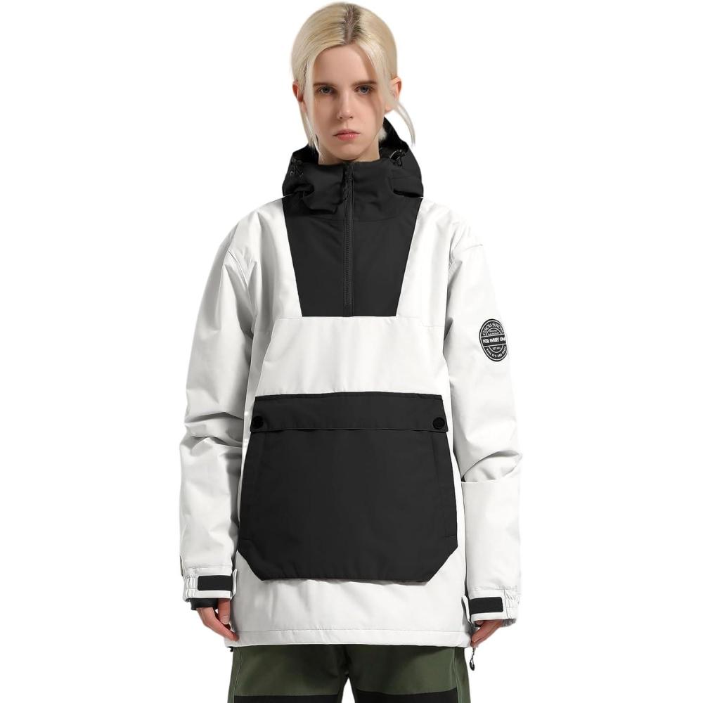 image:imageGSOU SNOW Women Ski Jacket Snow Coat Waterproof Windproof Snowboarding Jacket Coat Insulated Warm WinterBlack White