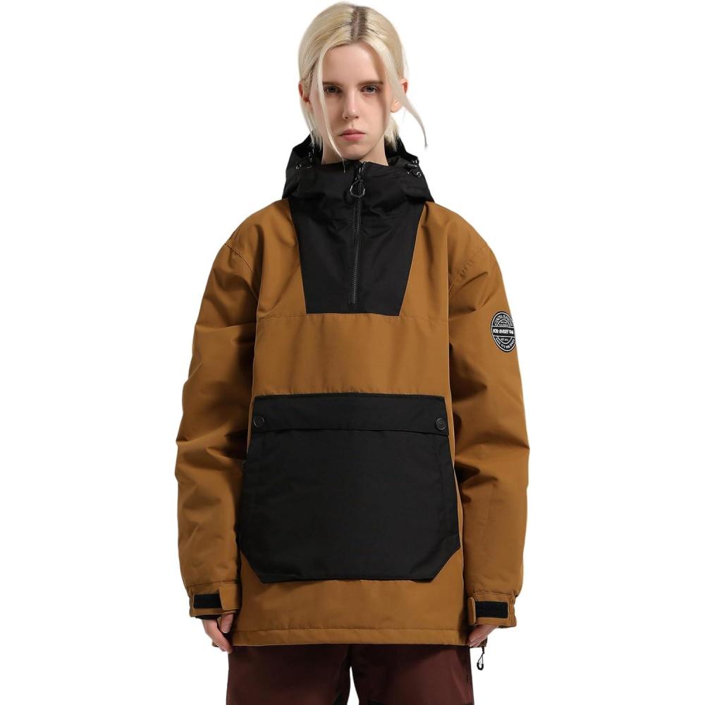 image:imageGSOU SNOW Women Ski Jacket Snow Coat Waterproof Windproof Snowboarding Jacket Coat Insulated Warm WinterBrown Black
