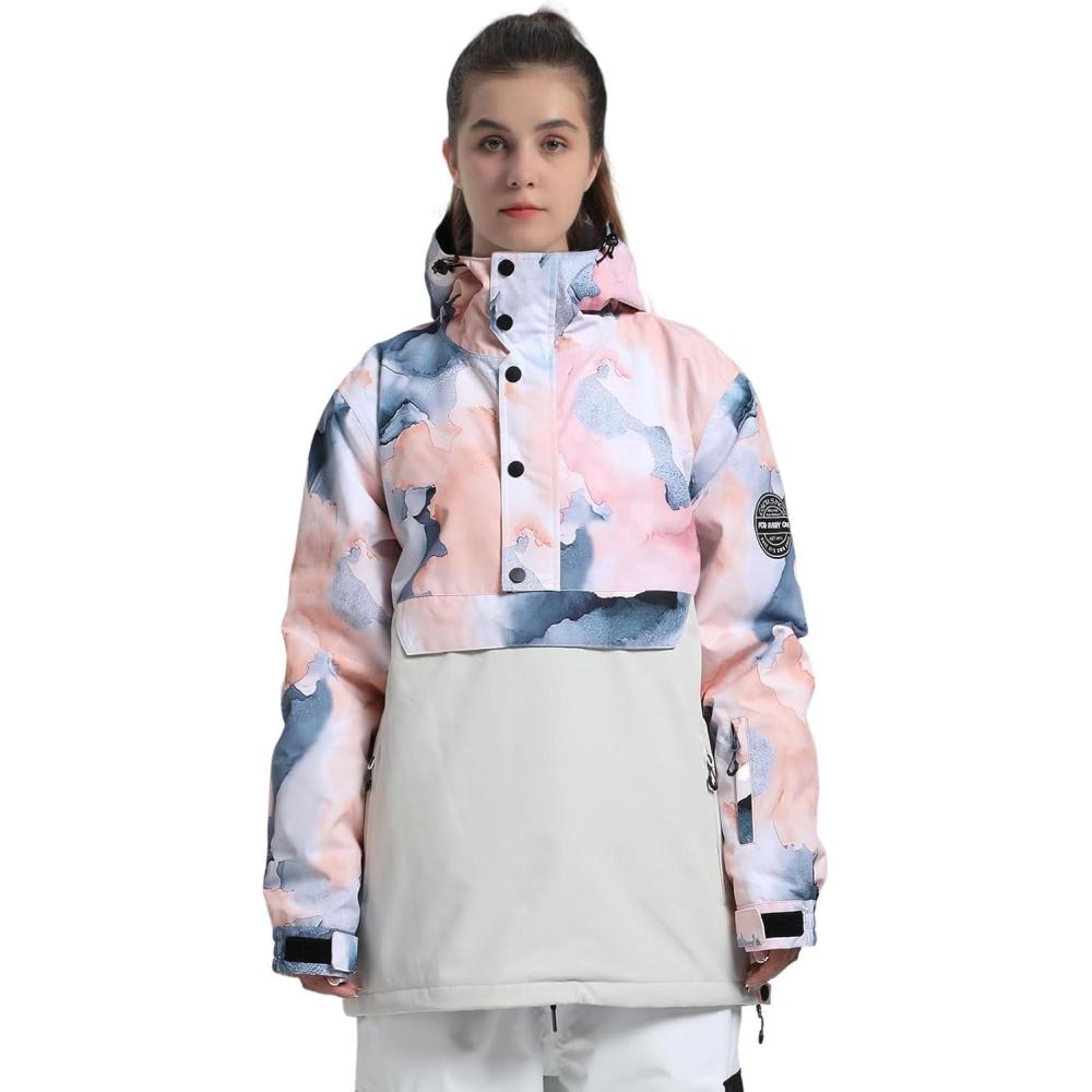 image:imageGSOU SNOW Women Ski Jacket Snow Coat Waterproof Windproof Snowboarding Jacket Coat Insulated Warm WinterPink Beige