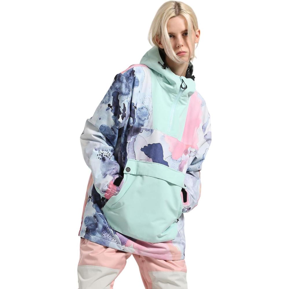 image:imageGSOU SNOW Women Ski Jacket Snow Coat Waterproof Windproof Snowboarding Jacket Coat Insulated Warm WinterPink Camouflage
