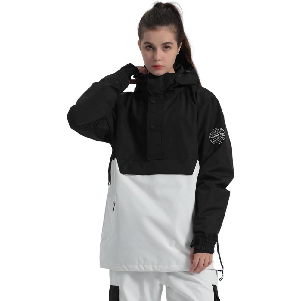 image:imageGSOU SNOW Women Ski Jacket Snow Coat Waterproof Windproof Snowboarding Jacket Coat Insulated Warm WinterWhite Black