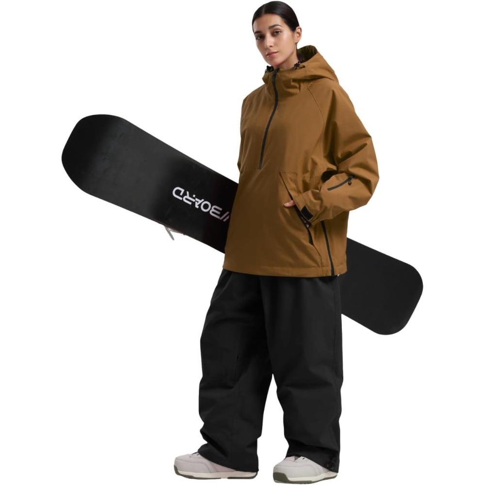 image:imageGSOU SNOW Womens Ski Jacket and Pants Set Snowsuit Snow Coat Waterproof Windproof Ski Suit Warm for WinterCoffee Black5