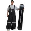 GSOU SNOW Men Snow Pants Snowboard Bibs Baggy Women Ski Pant Snow Bibs Overalls Waterproof Windproof Insulated(Black 1)