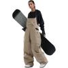 GSOU SNOW Men Snow Pants Snowboard Bibs Baggy Women Ski Pant Snow Bibs Overalls Waterproof Windproof Insulated(Khaki)