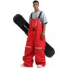 GSOU SNOW Men Snow Pants Snowboard Bibs Baggy Women Ski Pant Snow Bibs Overalls Waterproof Windproof Insulated(Red 1)