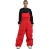GSOU SNOW Men Snow Pants Snowboard Bibs Baggy Women Ski Pant Snow Bibs Overalls Waterproof Windproof Insulated(Red)