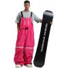 GSOU SNOW Men Snow Pants Snowboard Bibs Baggy Women Ski Pant Snow Bibs Overalls Waterproof Windproof Insulated(Rose Red)