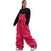 GSOU SNOW Men Snow Pants Snowboard Bibs Baggy Women Ski Pant Snow Bibs Overalls Waterproof Windproof Insulated(Rose Red)