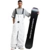 GSOU SNOW Men Snow Pants Snowboard Bibs Baggy Women Ski Pant Snow Bibs Overalls Waterproof Windproof Insulated(White)