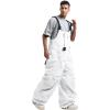 GSOU SNOW Men Snow Pants Snowboard Bibs Baggy Women Ski Pant Snow Bibs Overalls Waterproof Windproof Insulated(White)