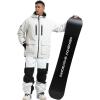 GSOU SNOW Men’s Ski Jacket Snowboard Snow Coat Waterproof Windproof Insulated Winter Mountain Outdoor Sports Hooded Warm(Beige)
