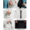GSOU SNOW Mens Snowboard Jacket Baggy Womens Ski Jackets Cargo Snow Coat Waterproof Windproof Warm Multi-Pockets Sports(White)