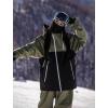 GSOU SNOW Mens Snowboard Jacket Ski Coat Women Waterproof Insulated Baggy Snowboard Coat Winter Hooded Mountain Hiking Warm(Black+army Green)