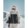 GSOU SNOW Mens Snowboard Jacket Ski Coat Women Waterproof Insulated Baggy Snowboard Coat Winter Hooded Mountain Hiking Warm(Black+beige)