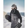 GSOU SNOW Mens Snowboard Jacket Ski Coat Women Waterproof Insulated Baggy Snowboard Coat Winter Hooded Mountain Hiking Warm(Black+charcoal Grey)