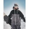 GSOU SNOW Mens Snowboard Jacket Ski Coat Women Waterproof Insulated Baggy Snowboard Coat Winter Hooded Mountain Hiking Warm(Black+charcoal Grey)