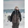 GSOU SNOW Mens Snowboard Jacket Ski Coat Women Waterproof Insulated Baggy Snowboard Coat Winter Hooded Mountain Hiking Warm(Black+deep Coffee)