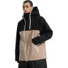 GSOU SNOW Mens Snowboard Jacket Ski Coat Women Waterproof Insulated Baggy Snowboard Coat Winter Hooded Mountain Hiking Warm(Black+khaki)