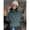 GSOU SNOW Mens Womens Ski Jacket Baggy Snowboard Coat Waterproof Shell Jacket Snow Hoodie Loose Fit For Winter Outdoor Sports(Army Green)