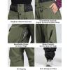 GSOU SNOW Womens Mens Snow Pants Baggy Snowboard Ski Pant Loose Waterproof Windproof Insulated(Army Green)